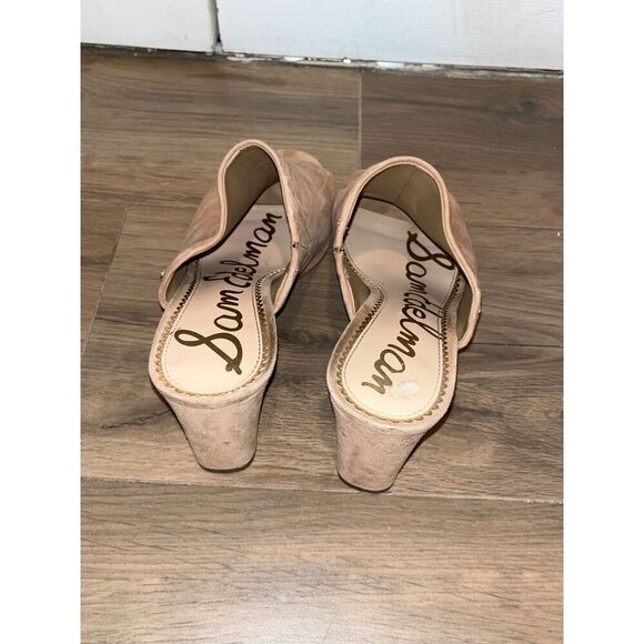 Sam Edelman Beige Open-Toe Slip On Suede Wedge Heeled Mules Women's Size 9 - Picture 4 of 8